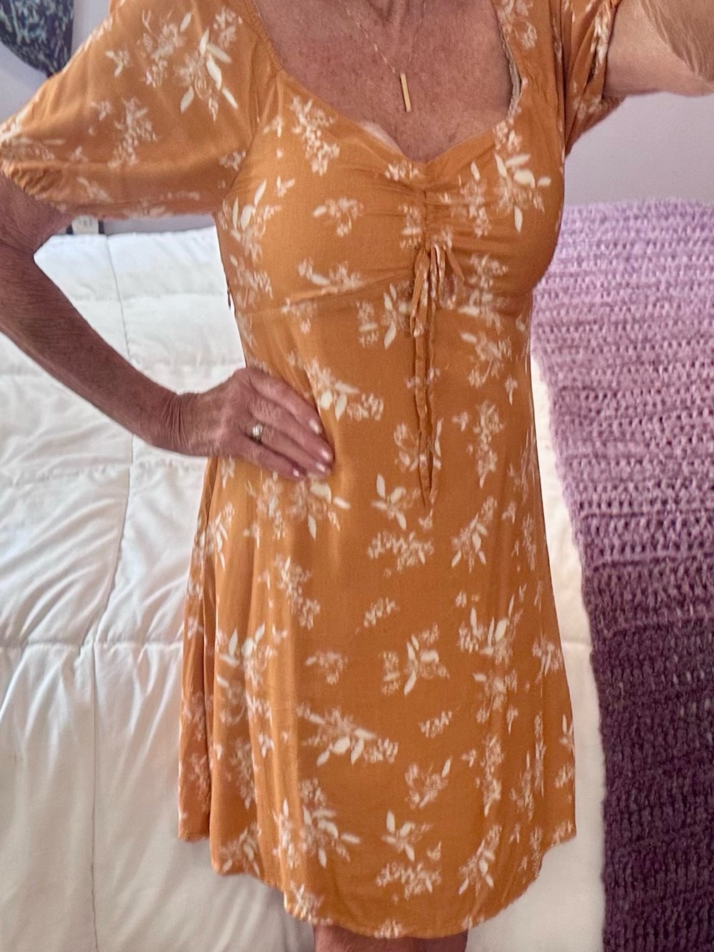 Floral Midi Dress in Orange